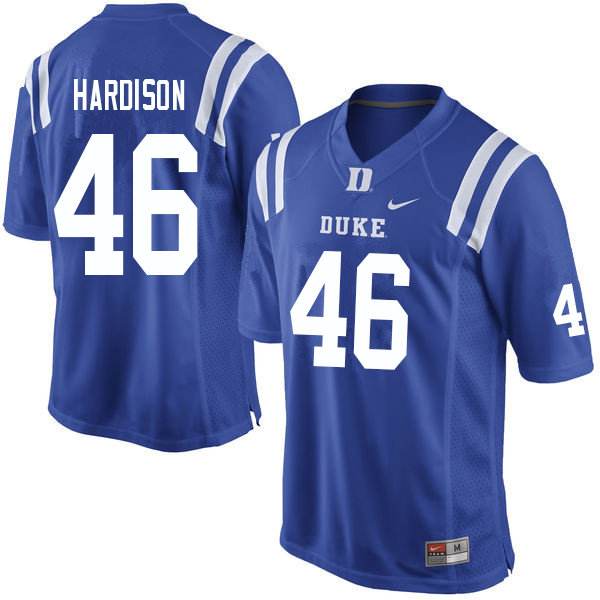 Men #46 Joe Hardison Duke Blue Devils College Football Jerseys Sale-Blue - Click Image to Close